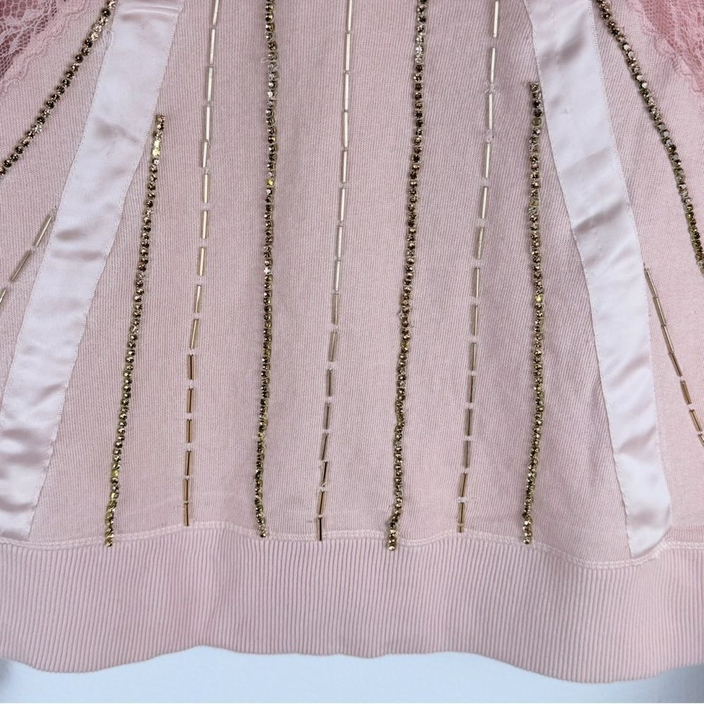 Anthropologie Embellished Pink Bow Beaded Sweatshirt NWT - Picture 14 of 16